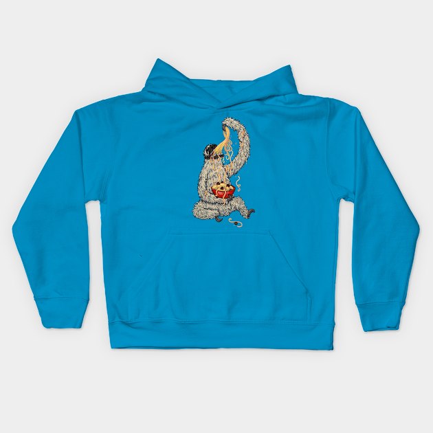 Sloth Eating Spaghetti Kids Hoodie by joehavasy